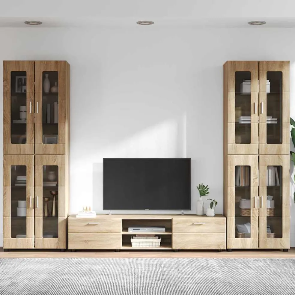 vidaXL Tv-meubelset FLORIN 3 st Sonoma Eiken Bewerkt hout
