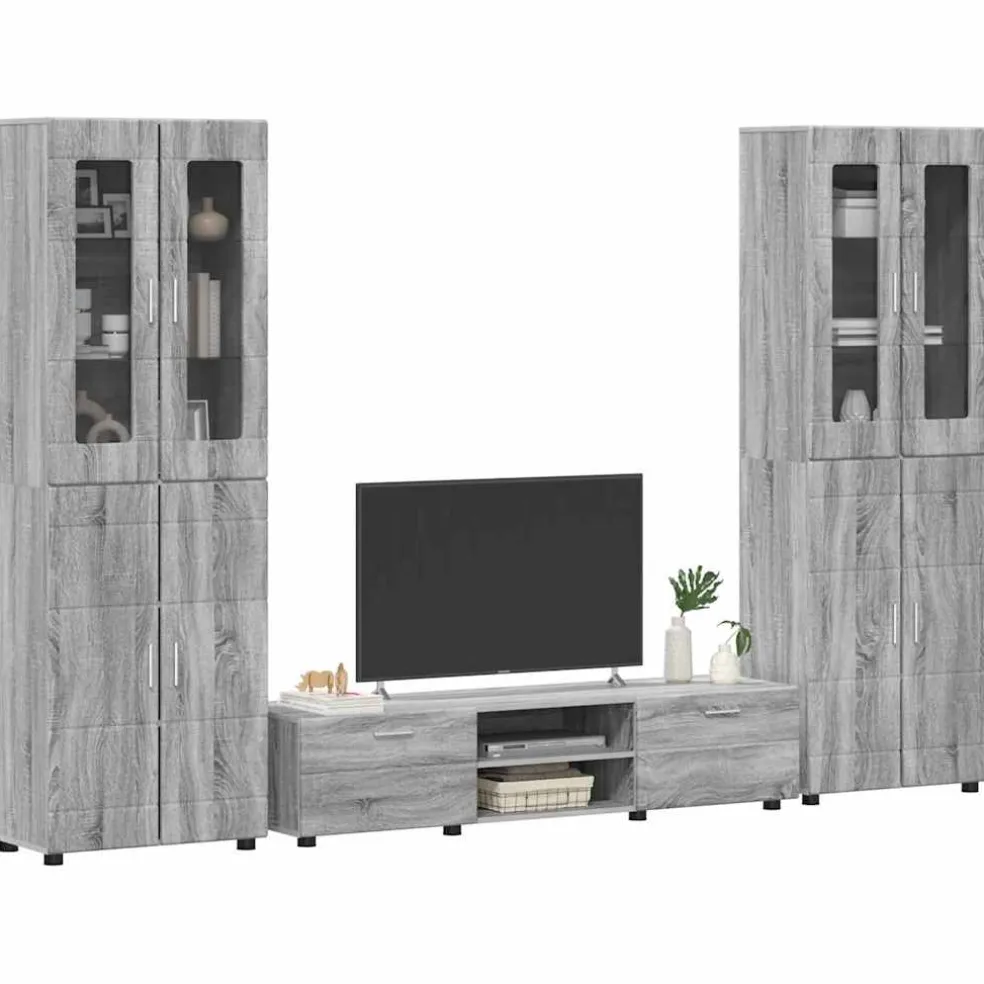 vidaXL Tv-meubelset FLORIN 3 st Grijs Sonoma Bewerkt hout