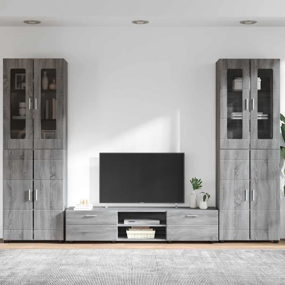 vidaXL Tv-meubelset FLORIN 3 st Grijs Sonoma Bewerkt hout
