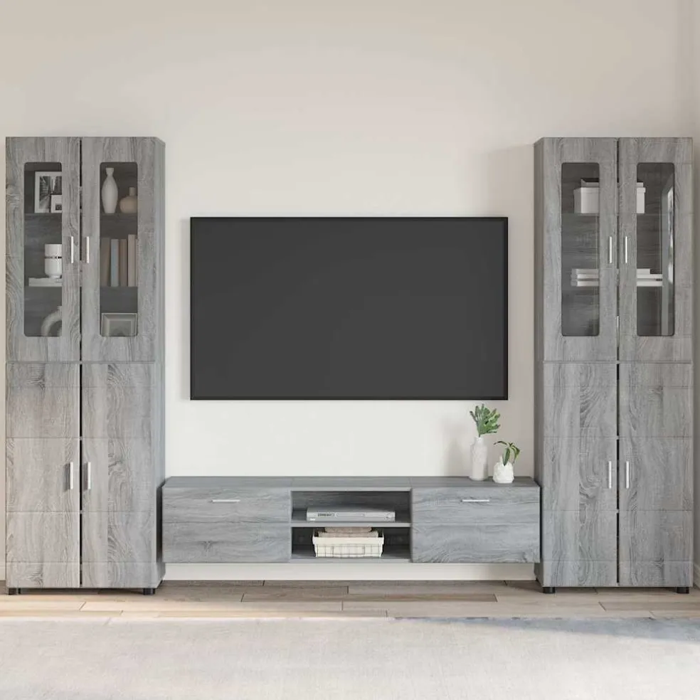 vidaXL Tv-meubelset FLORIN 3 st Grijs Sonoma Bewerkt hout