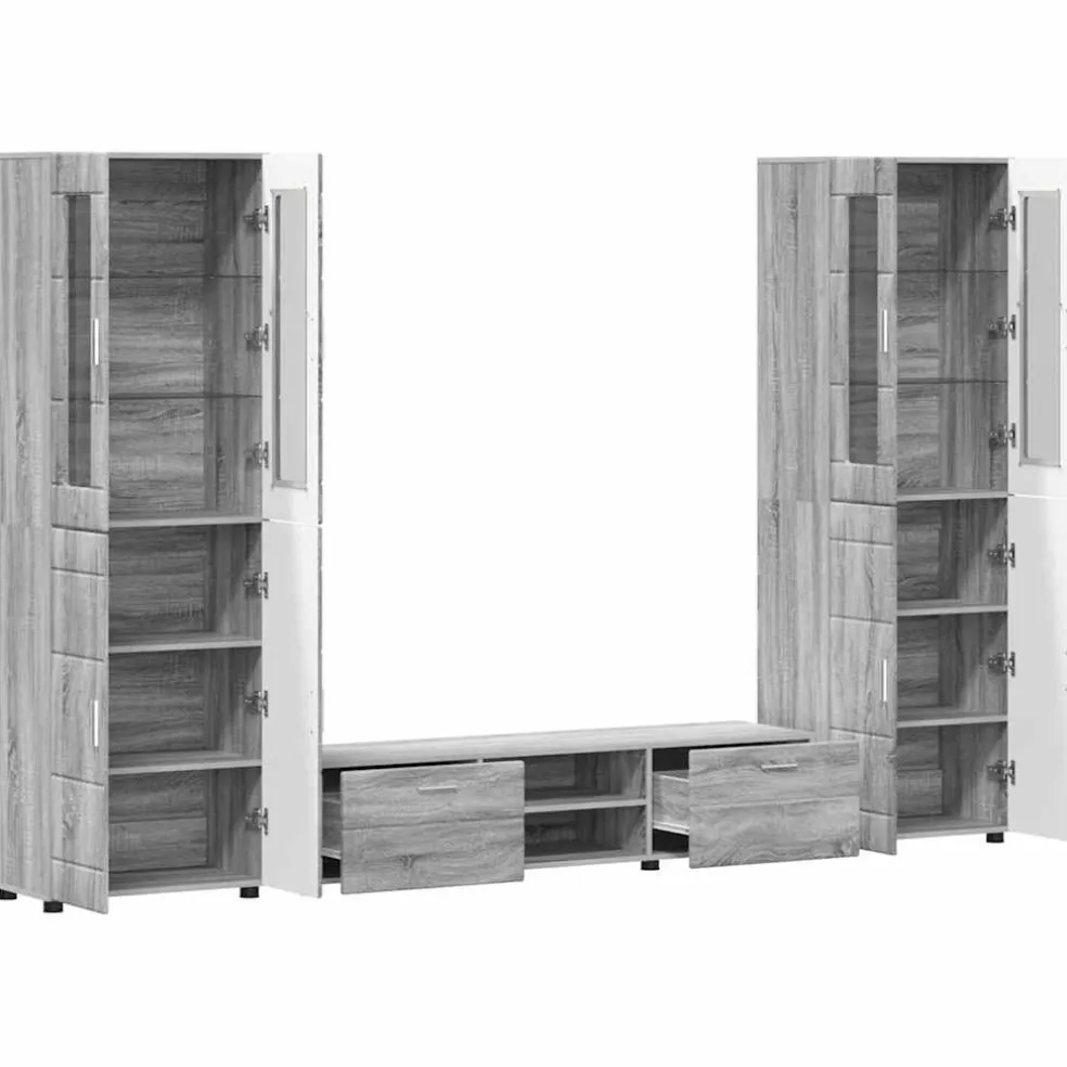 vidaXL Tv-meubelset FLORIN 3 st Grijs Sonoma Bewerkt hout