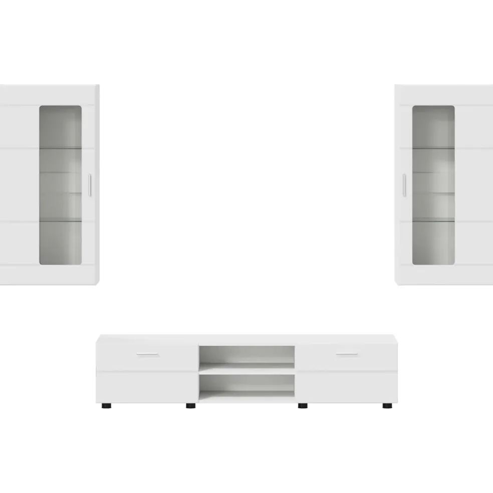 vidaXL Tv-meubelset FLORIN 3 st Wit Bewerkt hout