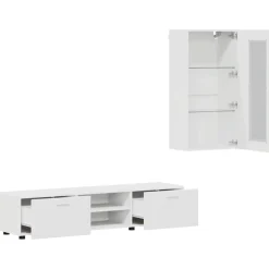 vidaXL Tv-meubelset FLORIN 3 st Wit Bewerkt hout