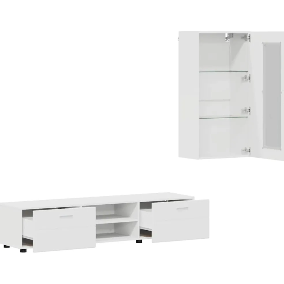 vidaXL Tv-meubelset FLORIN 3 st Wit Bewerkt hout