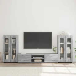 vidaXL Tv-meubelset FLORIN 3 st Grijs Sonoma Bewerkt hout
