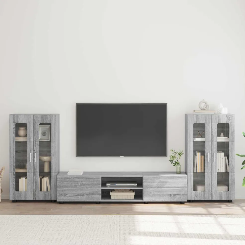 vidaXL Tv-meubelset FLORIN 3 st Grijs Sonoma Bewerkt hout