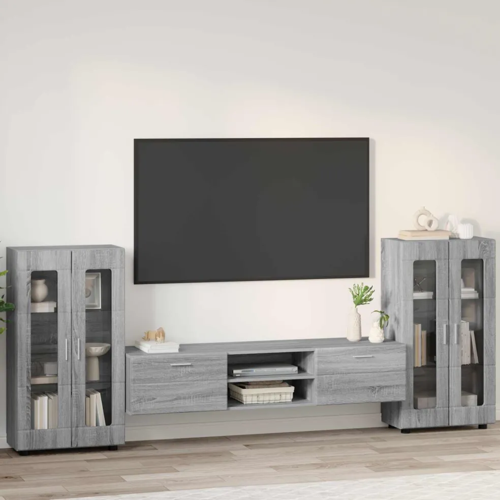 vidaXL Tv-meubelset FLORIN 3 st Grijs Sonoma Bewerkt hout