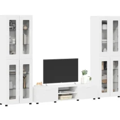 vidaXL Tv-meubelset FLORIN 3 st Wit Bewerkt hout