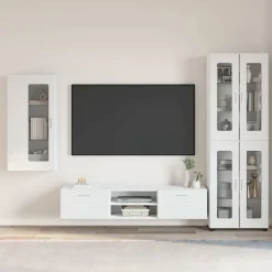 vidaXL Tv-meubelset FLORIN 3 st Wit Bewerkt hout