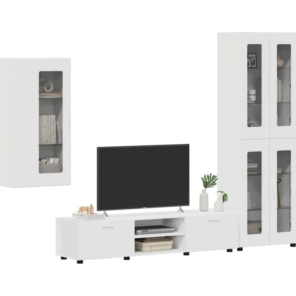 vidaXL Tv-meubelset FLORIN 3 st Wit Bewerkt hout