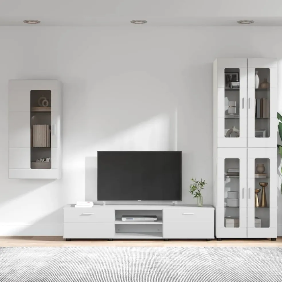 vidaXL Tv-meubelset FLORIN 3 st Wit Bewerkt hout