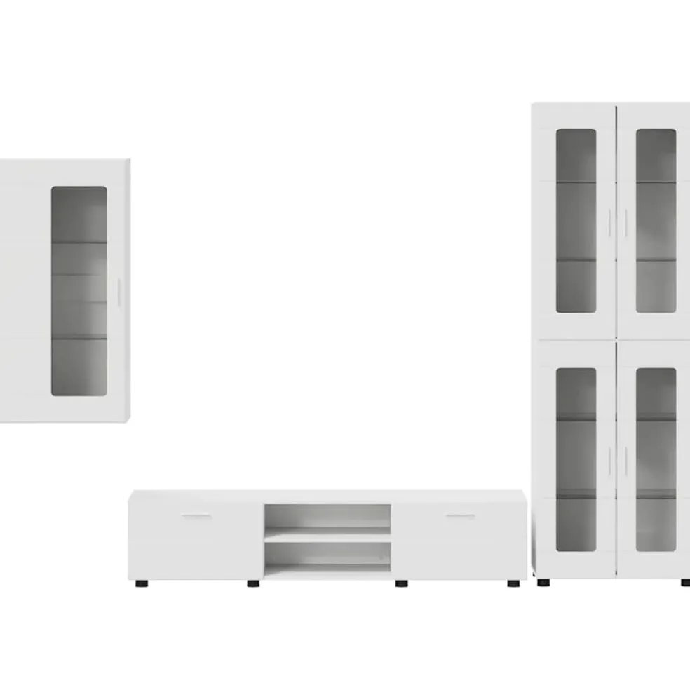 vidaXL Tv-meubelset FLORIN 3 st Wit Bewerkt hout