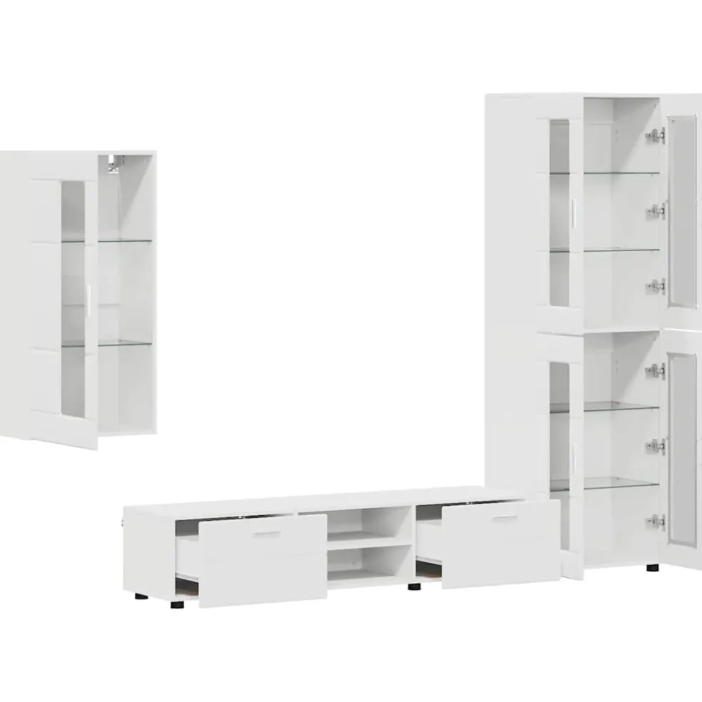 vidaXL Tv-meubelset FLORIN 3 st Wit Bewerkt hout