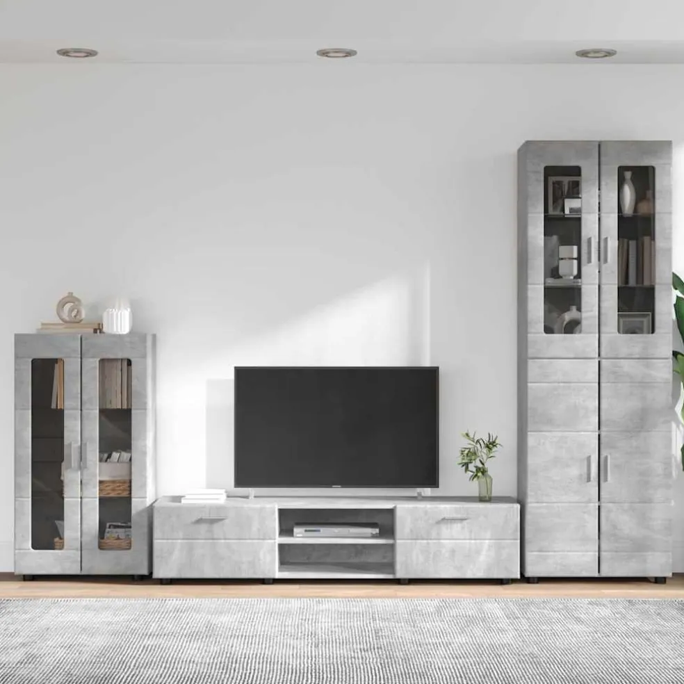 vidaXL Tv-meubelset FLORIN 3 st Beton Grijs Bewerkt hout