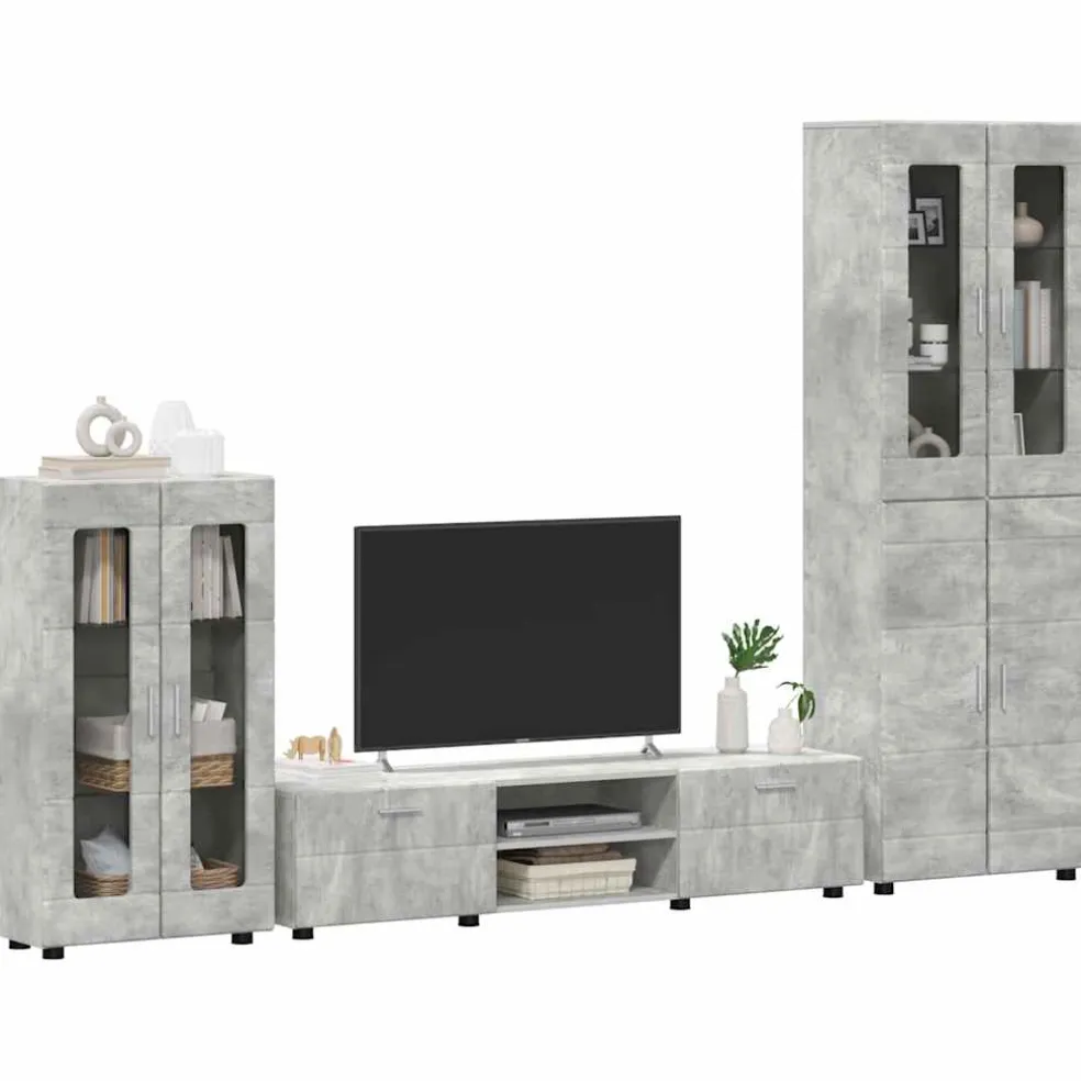 vidaXL Tv-meubelset FLORIN 3 st Beton Grijs Bewerkt hout