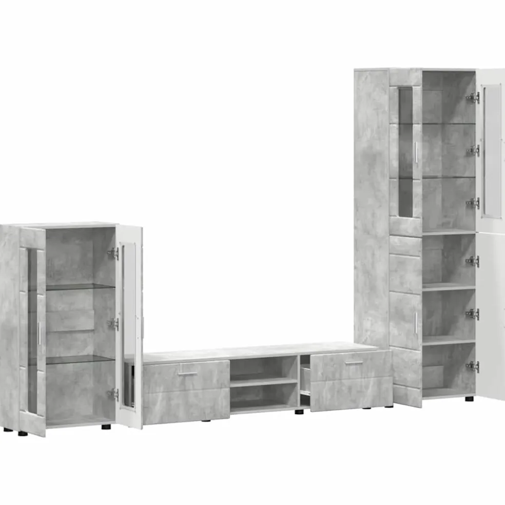 vidaXL Tv-meubelset FLORIN 3 st Beton Grijs Bewerkt hout