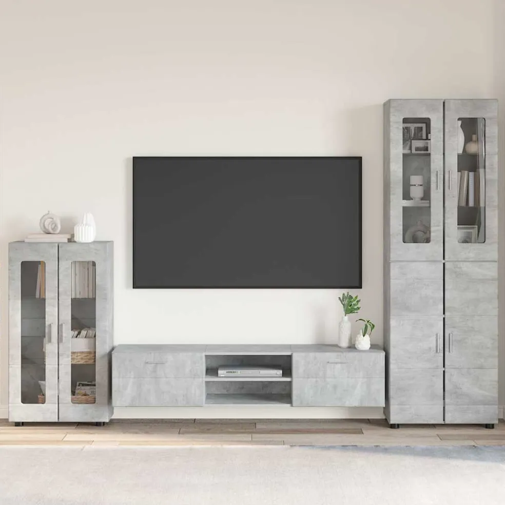 vidaXL Tv-meubelset FLORIN 3 st Beton Grijs Bewerkt hout