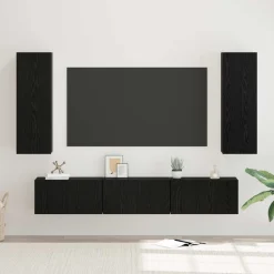 vidaXL Tv-meubelset 5 st Zwart Eiken Bewerkt hout
