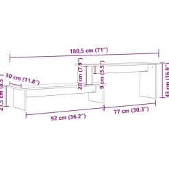 vidaXL Tv-meubelset 180,5 x 30 x 43 cm Zwart Eiken Bewerkt hout