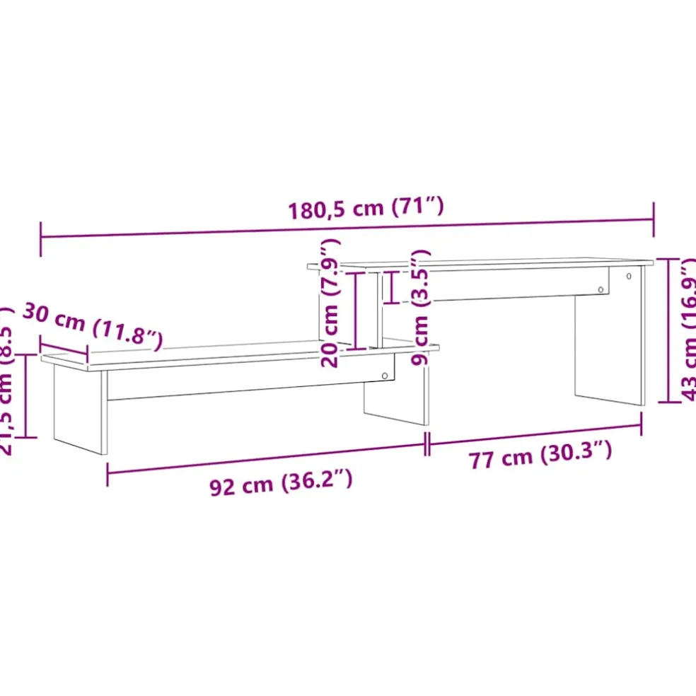 vidaXL Tv-meubelset 180,5 x 30 x 43 cm Zwart Eiken Bewerkt hout