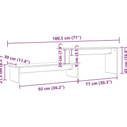 vidaXL Tv-meubelset 180,5 x 30 x 43 cm Zwart Eiken Bewerkt hout