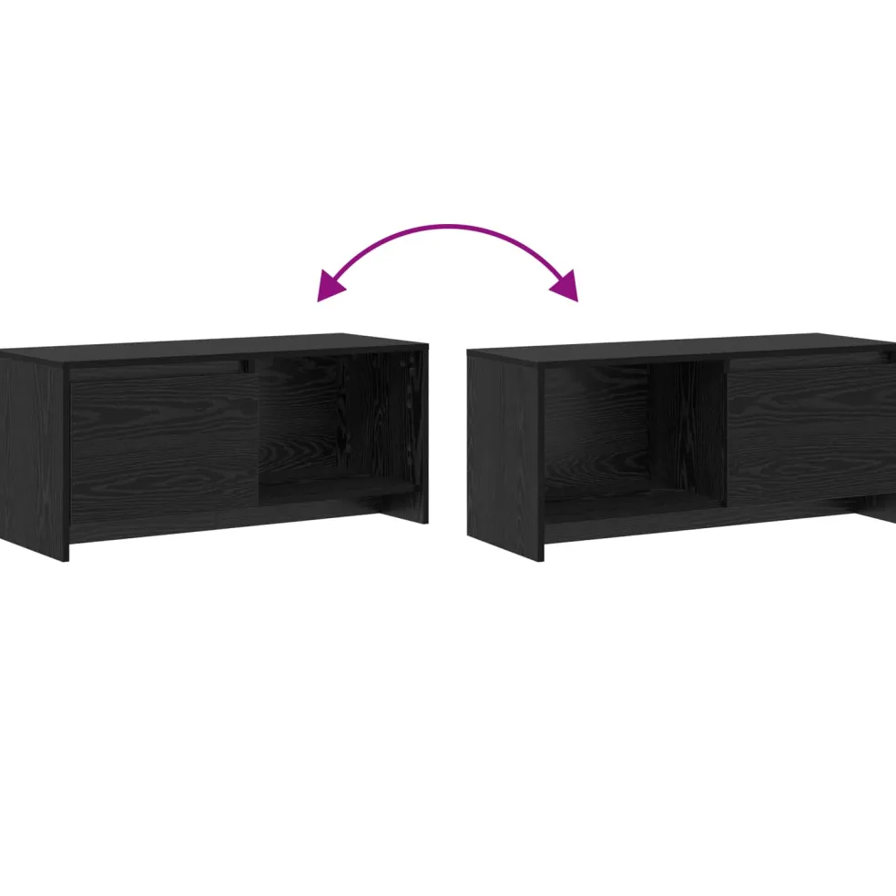 vidaXL Tv-meubelset 90 x 35 x 40 cm Zwart Eiken Bewerkt hout