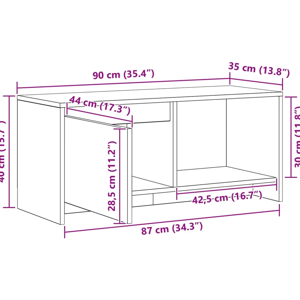 vidaXL Tv-meubelset 90 x 35 x 40 cm Zwart Eiken Bewerkt hout