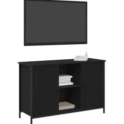 vidaXL Tv-meubelset 101 x 35 x 65 cm Zwart Eiken Bewerkt hout