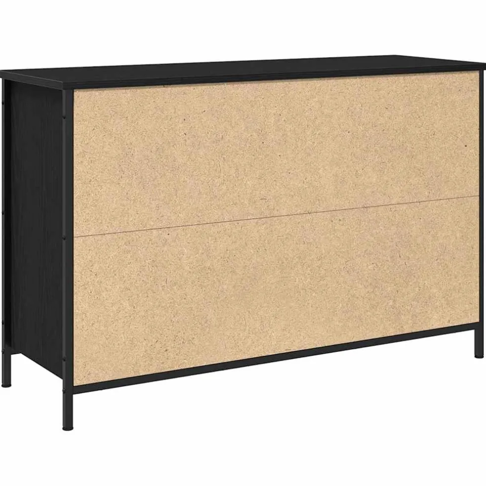 vidaXL Tv-meubelset 101 x 35 x 65 cm Zwart Eiken Bewerkt hout