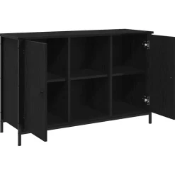 vidaXL Tv-meubelset 101 x 35 x 65 cm Zwart Eiken Bewerkt hout