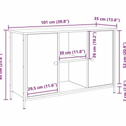 vidaXL Tv-meubelset 101 x 35 x 65 cm Zwart Eiken Bewerkt hout