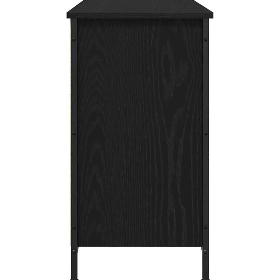 vidaXL Tv-meubelset 101 x 35 x 65 cm Zwart Eiken Bewerkt hout