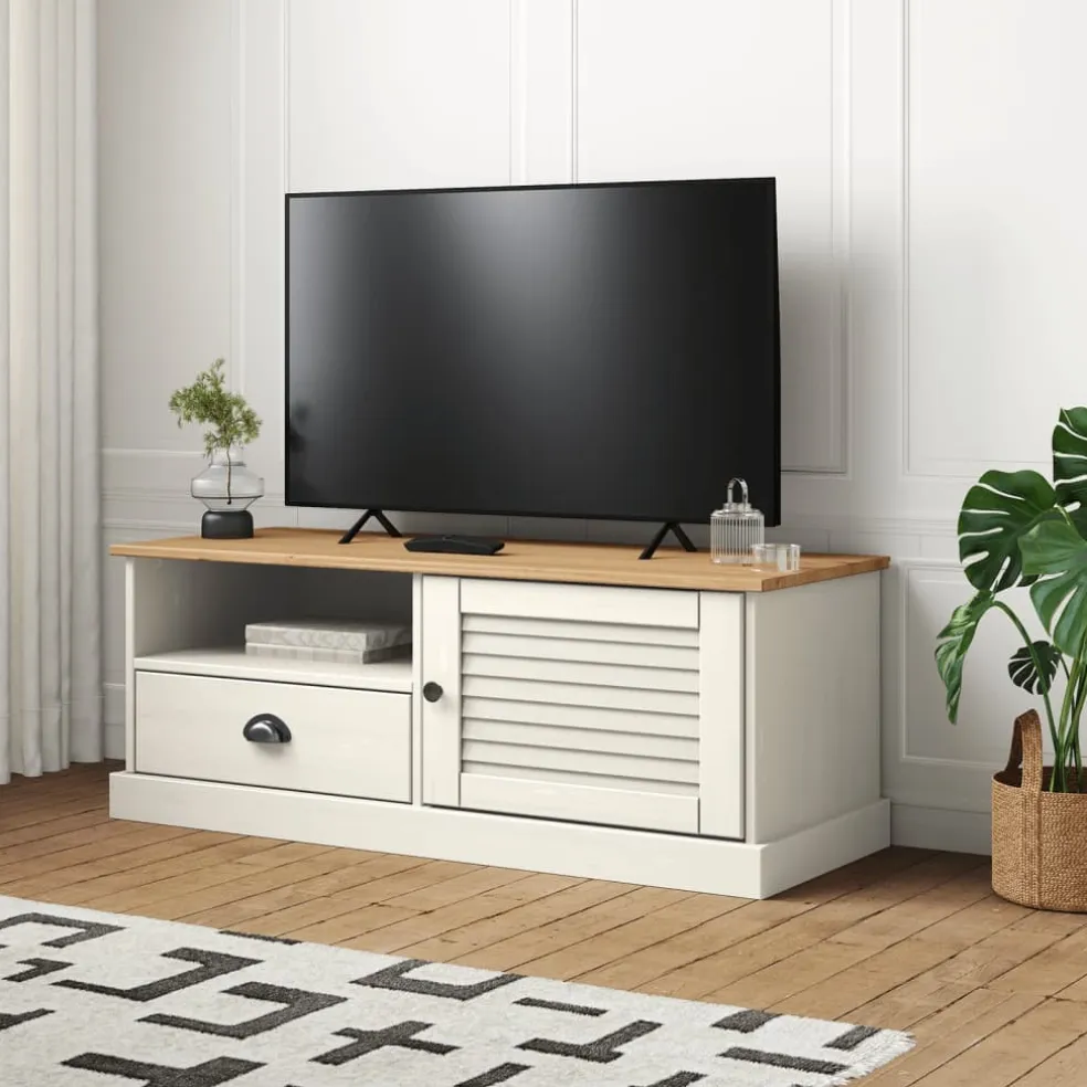 vidaXL Tv-meubel VIGO 106x40x40 cm massief grenenhout wit