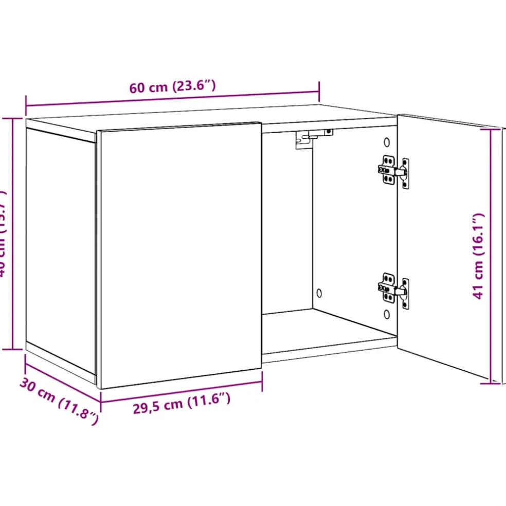 vidaXL Tv-meubel wandgemonteerd 60x30x41 cm artisanaal eikenkleurig