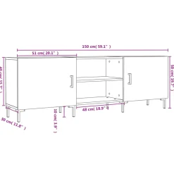 vidaXL Tv-meubel 150x30x50 cm bewerkt hout wit