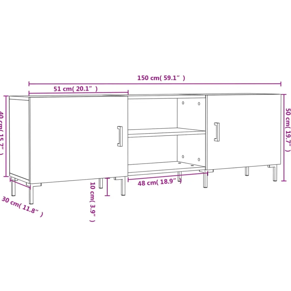 vidaXL Tv-meubel 150x30x50 cm bewerkt hout wit