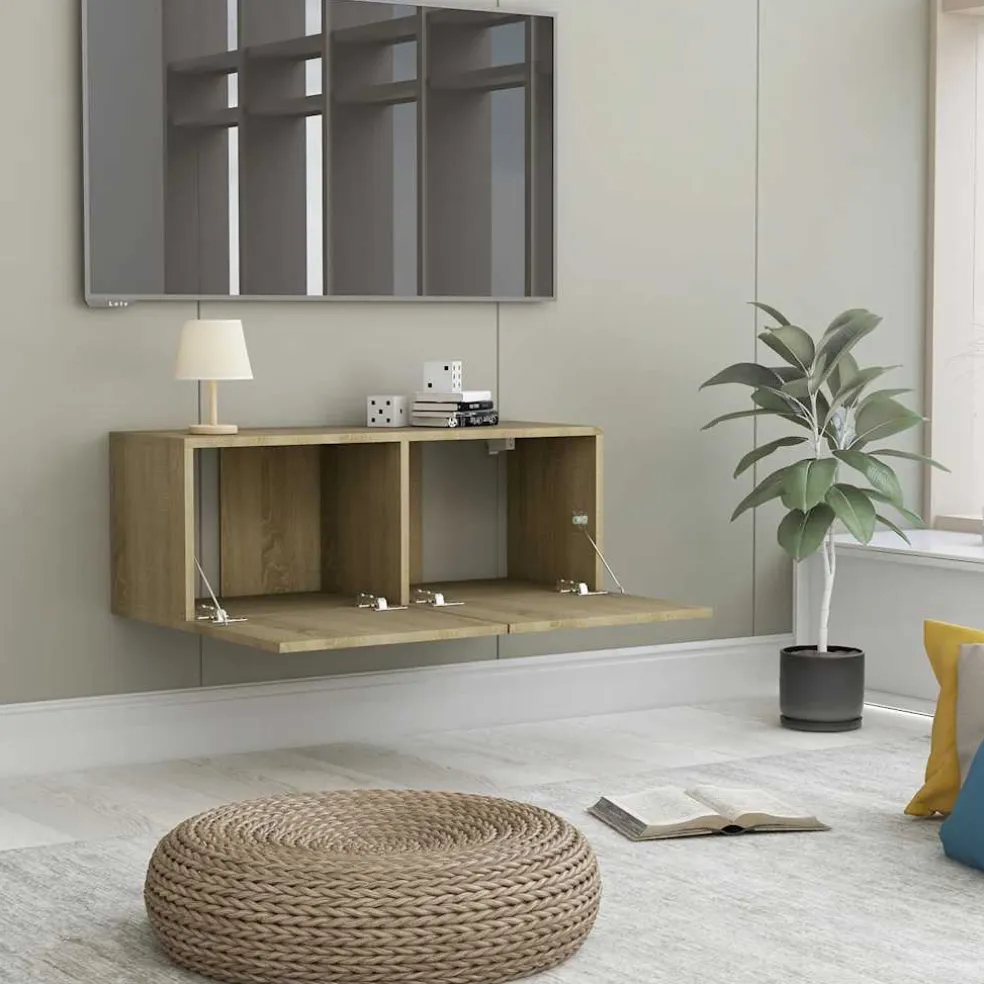 vidaXL Tv-meubel 80x30x30 cm bewerkt hout sonoma eikenkleurig
