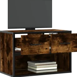 vidaXL Tv-meubel 60x31x39,5 cm bewerkt hout metaal gerookt eikenkleur