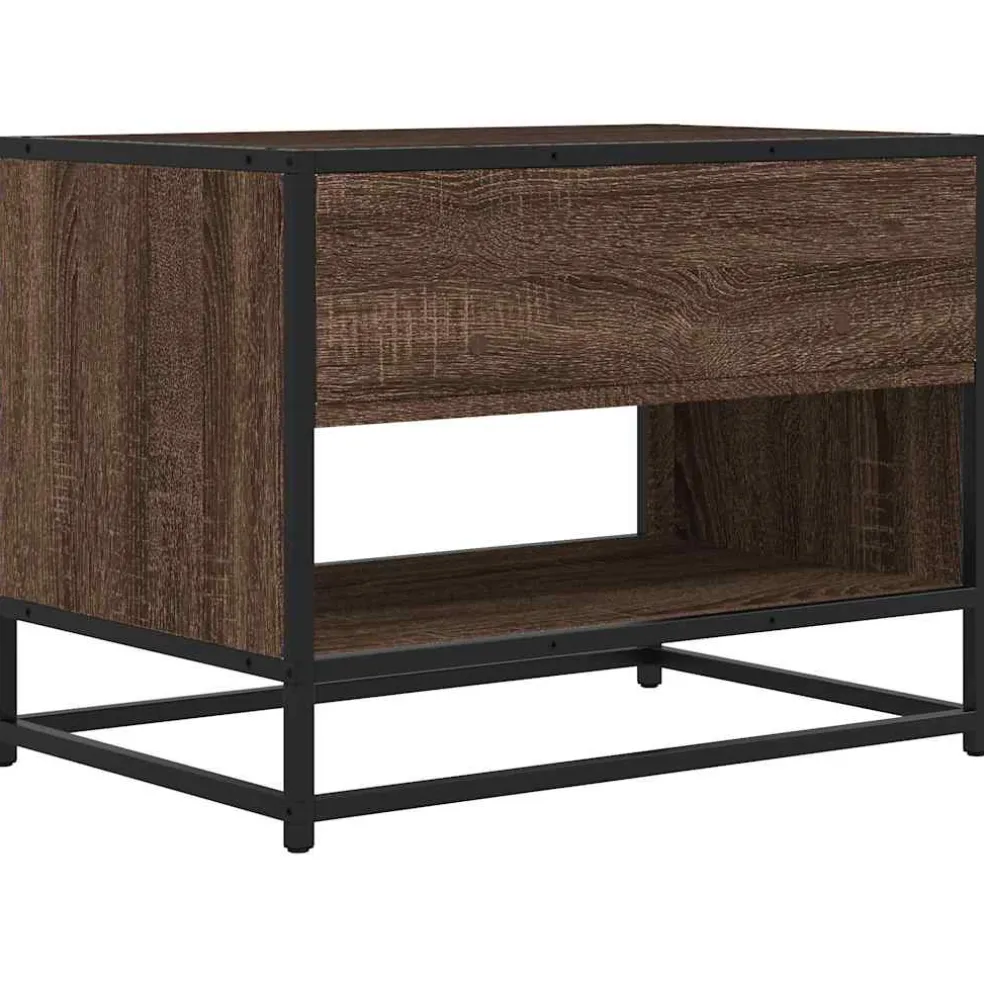 vidaXL Tv-meubel 61x40x46 cm bewerkt hout metaal bruin eikenkleur