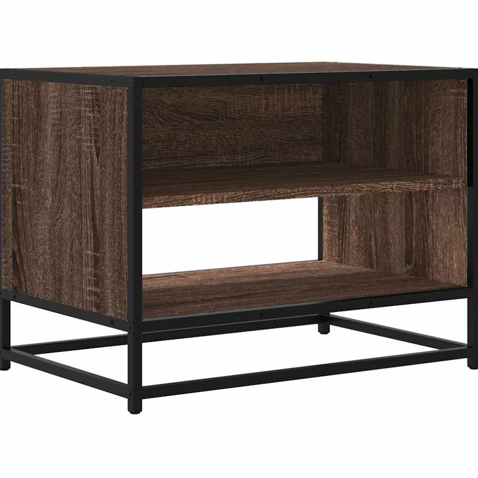 vidaXL Tv-meubel 61x40x46 cm bewerkt hout metaal bruin eikenkleur