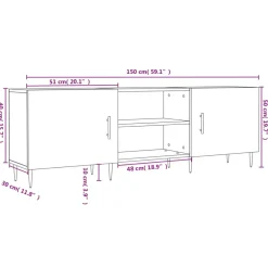 vidaXL Tv-meubel 150x30x50 cm bewerkt hout betongrijs