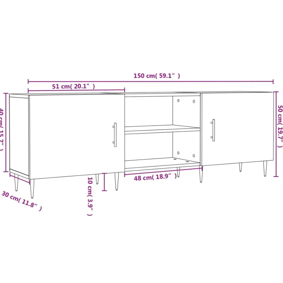vidaXL Tv-meubel 150x30x50 cm bewerkt hout betongrijs