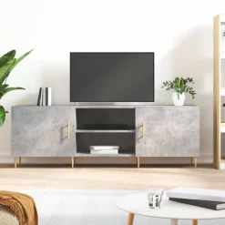 vidaXL Tv-meubel 150x30x50 cm bewerkt hout betongrijs