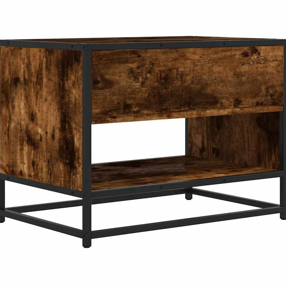 vidaXL Tv-meubel 61x40x46 cm bewerkt hout metaal gerookt eikenkleurig
