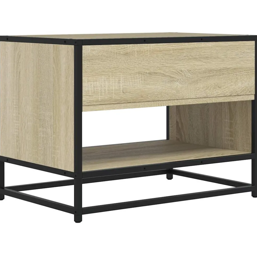 vidaXL Tv-meubel 61x40x46 cm bewerkt hout metaal sonoma eikenkleurig