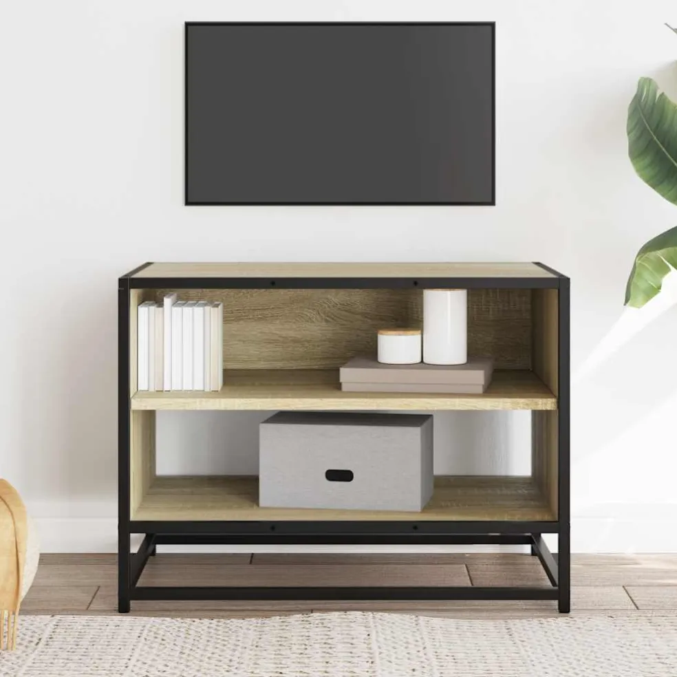 vidaXL Tv-meubel 61x40x46 cm bewerkt hout metaal sonoma eikenkleurig