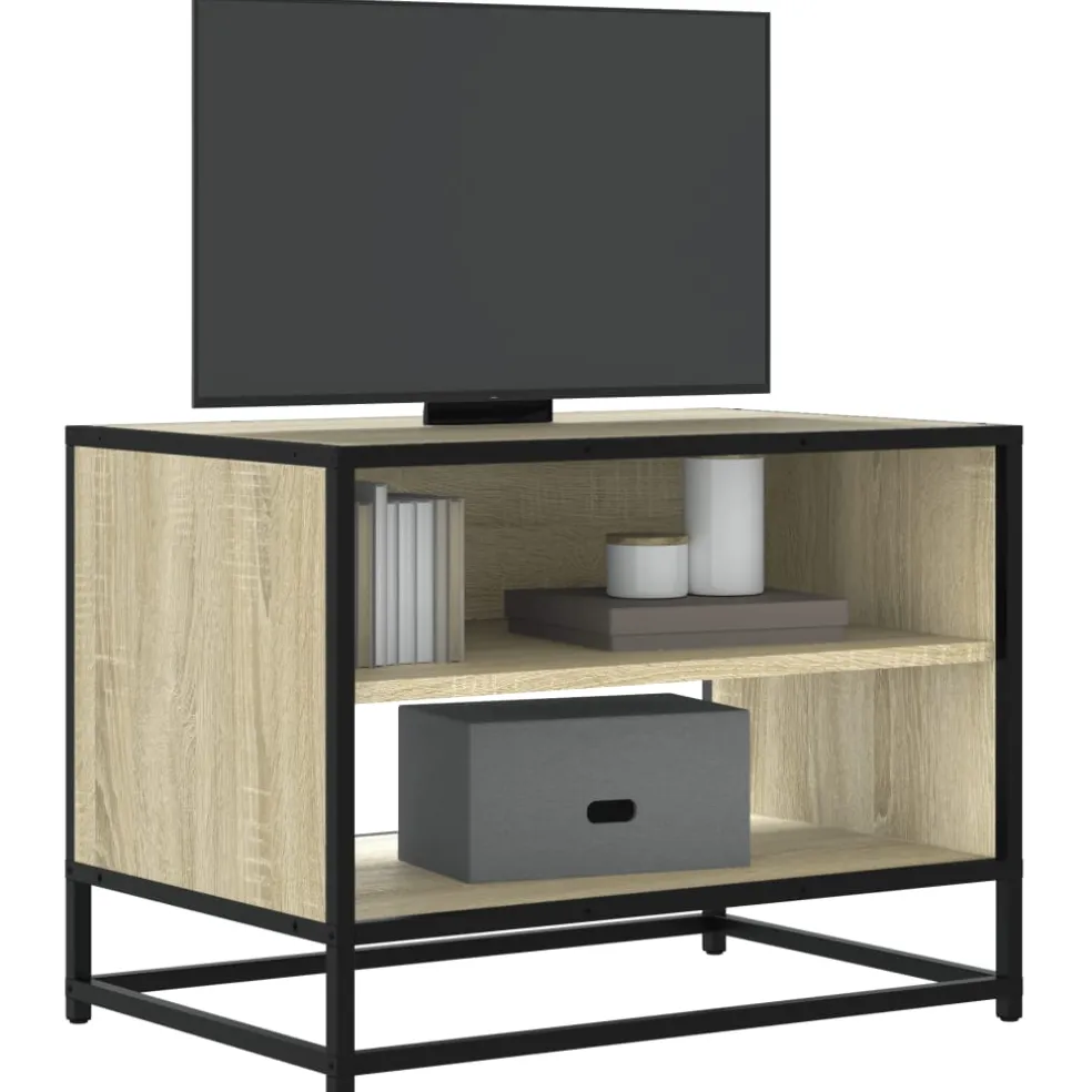 vidaXL Tv-meubel 61x40x46 cm bewerkt hout metaal sonoma eikenkleurig