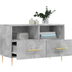 vidaXL Tv-meubel 80x36x50 cm bewerkt hout betongrijs