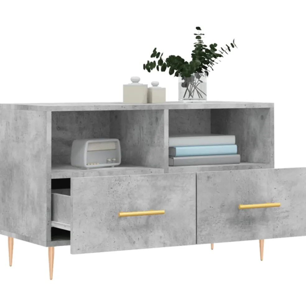 vidaXL Tv-meubel 80x36x50 cm bewerkt hout betongrijs