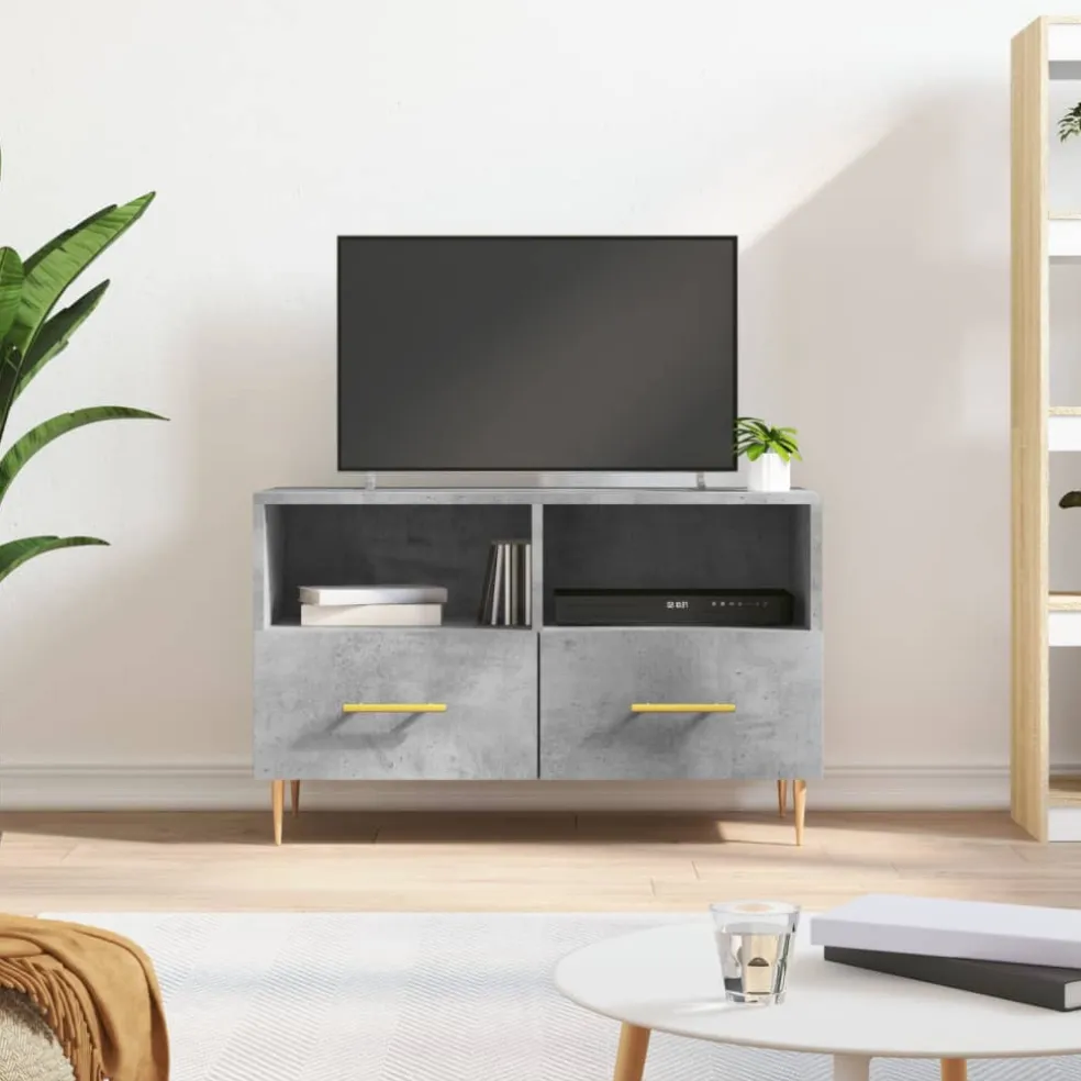 vidaXL Tv-meubel 80x36x50 cm bewerkt hout betongrijs